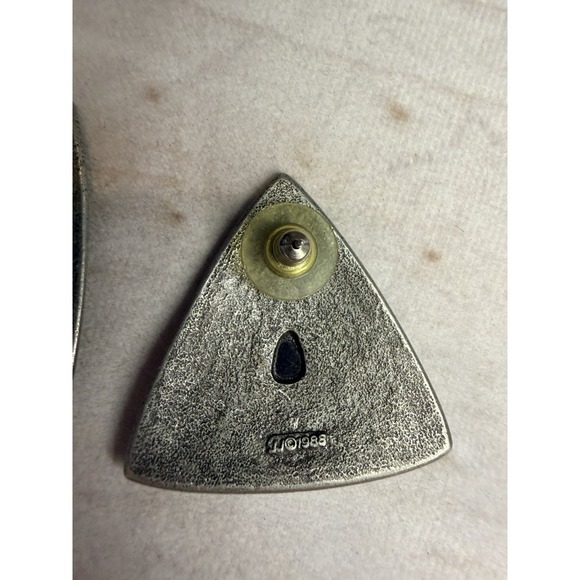 Vintage 1980s Large Triangle Statement Earrings Tribal Southwestern - Picture 4 of 4